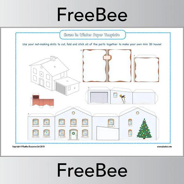 3D Nets KS2 - Christmas-themed House and Church