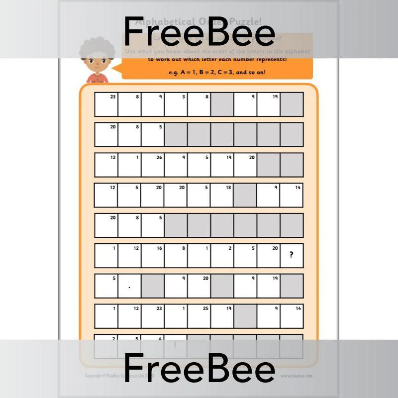 Alphabetical Order KS1 Puzzle