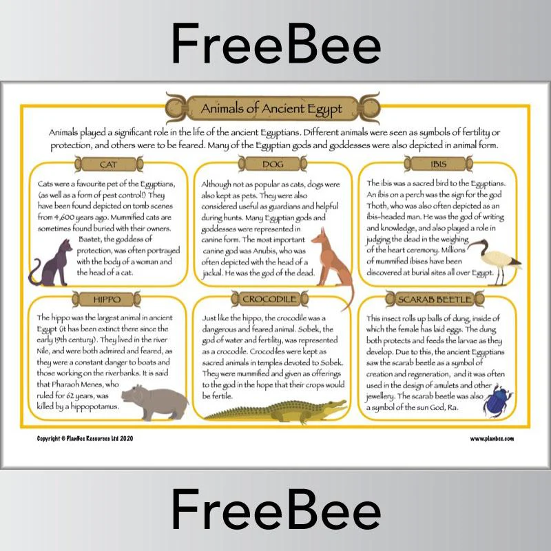 Ancient Egypt Animals Information Sheet