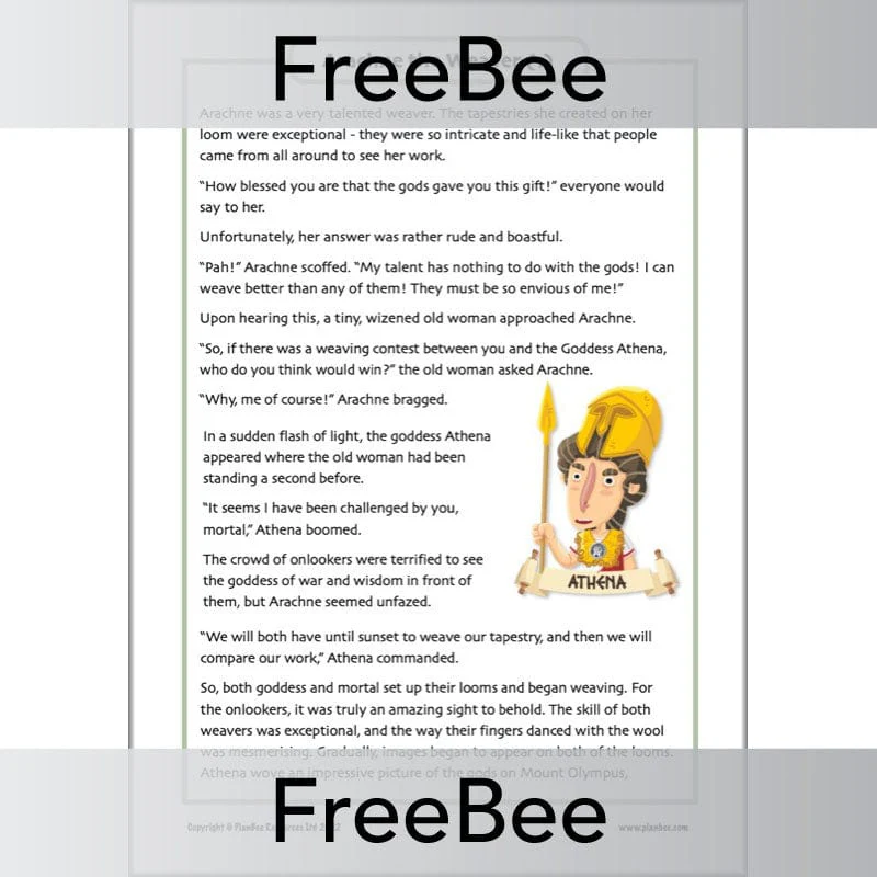 Arachne Greek Mythology Story Sheet