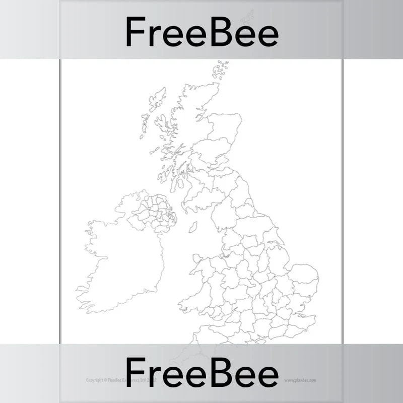 Blank Map of UK Counties