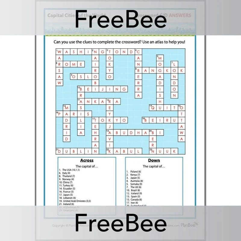 Capital Cities Crossword - Image 6