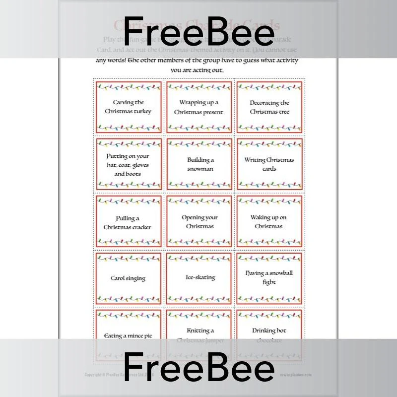 Christmas Charades Game Cards