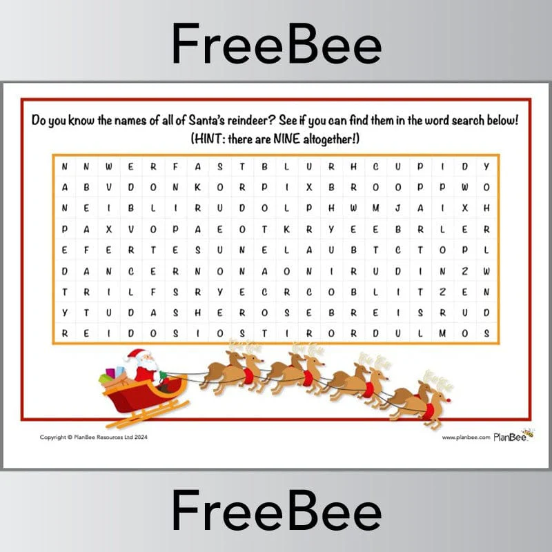 Christmas Reindeer Word Search
