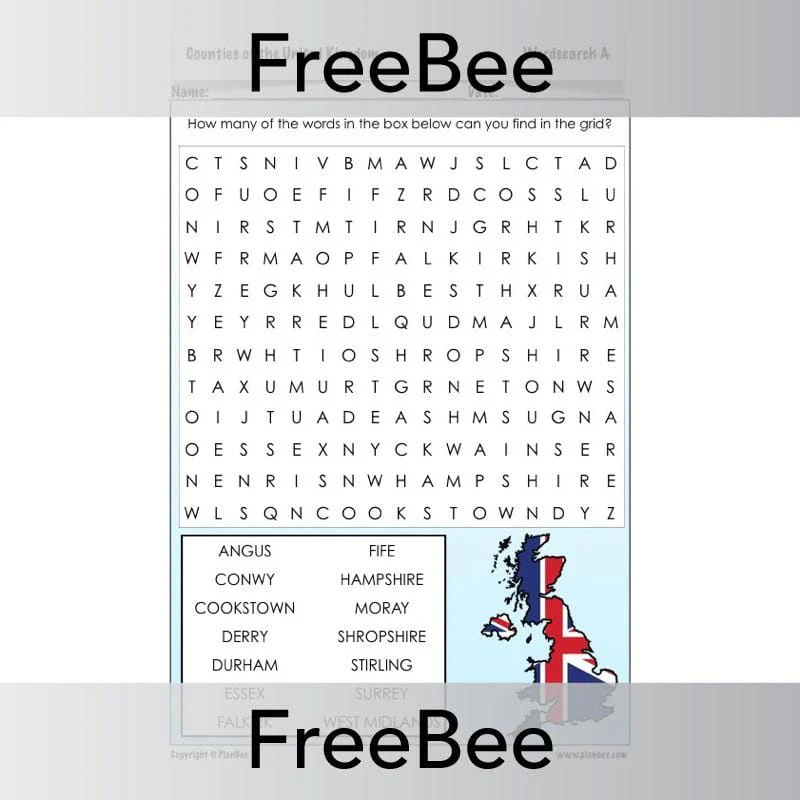 Counties of the UK Word Search