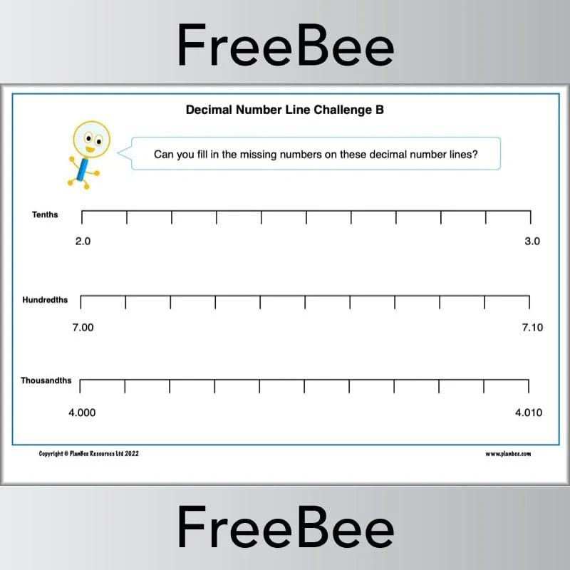 Decimal Number Line Poster and Worksheets - Image 3