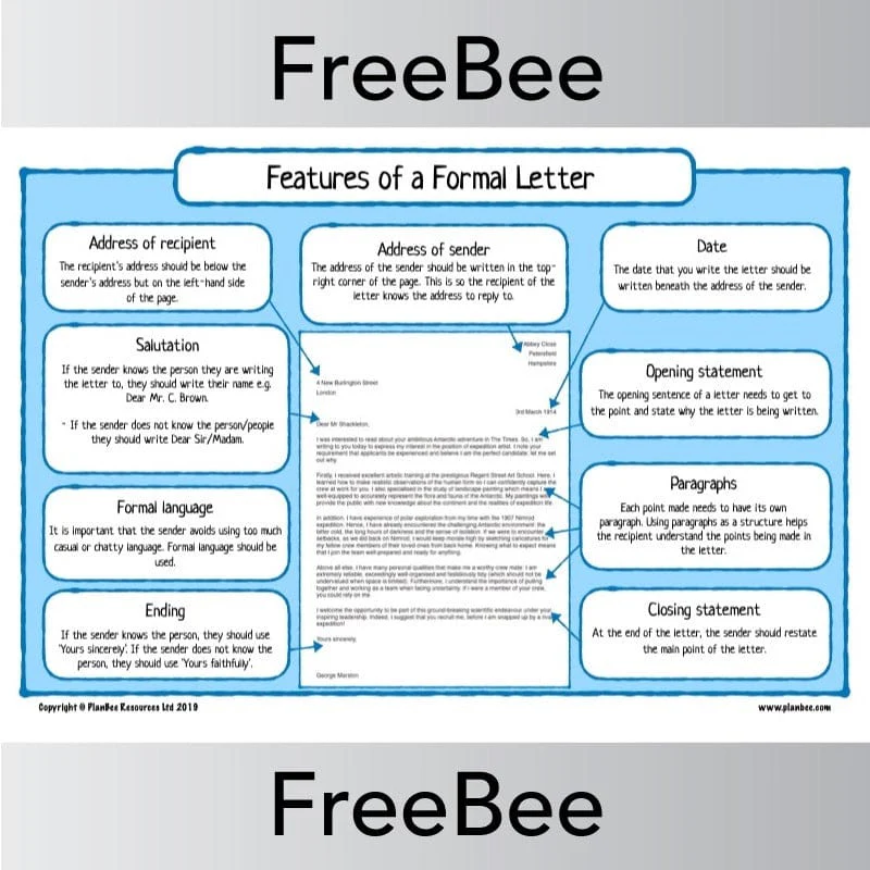 Features of a Formal Letter Poster