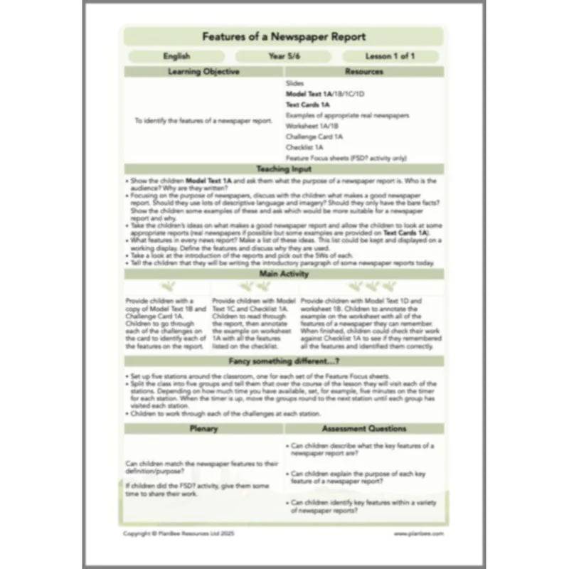 Features of a Newspaper Report KS2 - Image 11