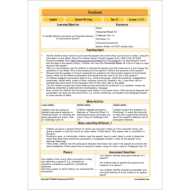 FREE Mini-scheme: Floodland: Speech Writing - Image 12