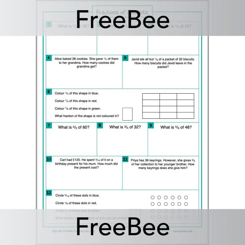 Fractions of Amounts Worksheet