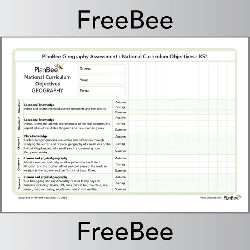Geography Assessment Grid: KS1 National Curriculum Objectives