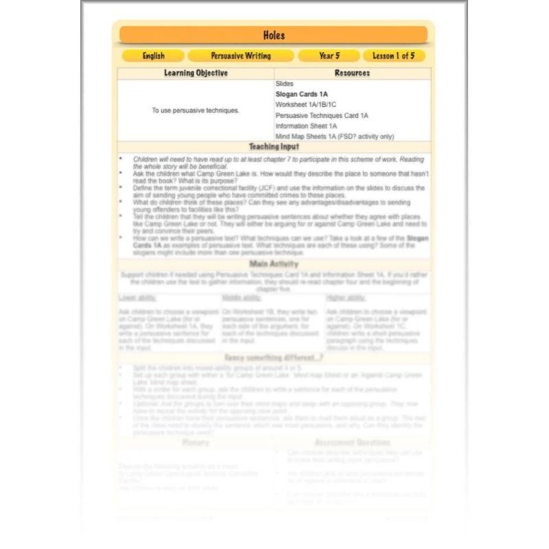Holes: Persuasive Writing - Image 26
