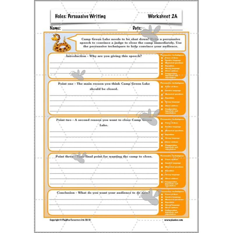 Holes: Persuasive Writing - Image 31