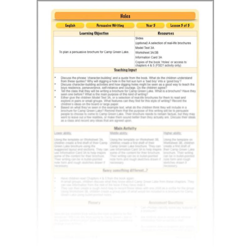 Holes: Persuasive Writing - Image 42