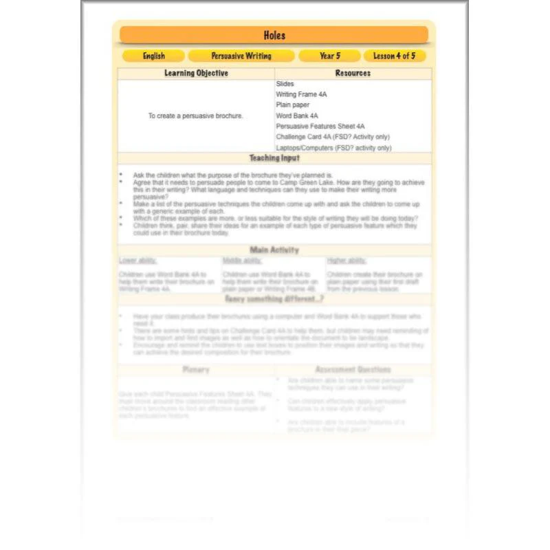 Holes: Persuasive Writing - Image 50