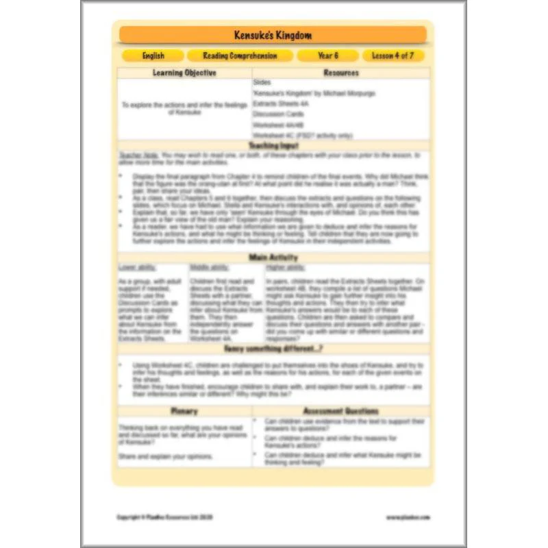 Kensuke's Kingdom: Reading Comprehension - Image 52