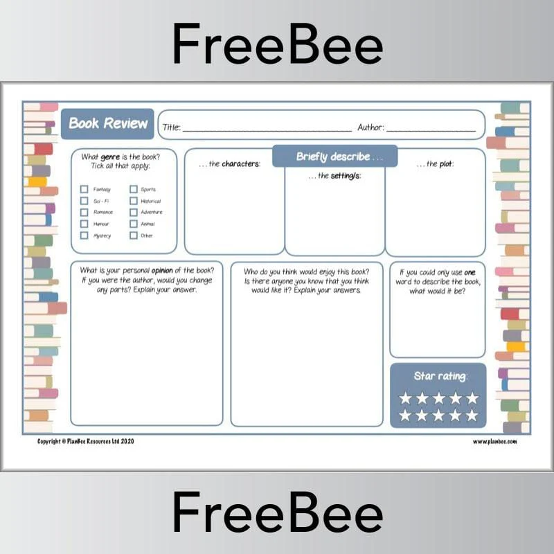 KS2 Book Review Template