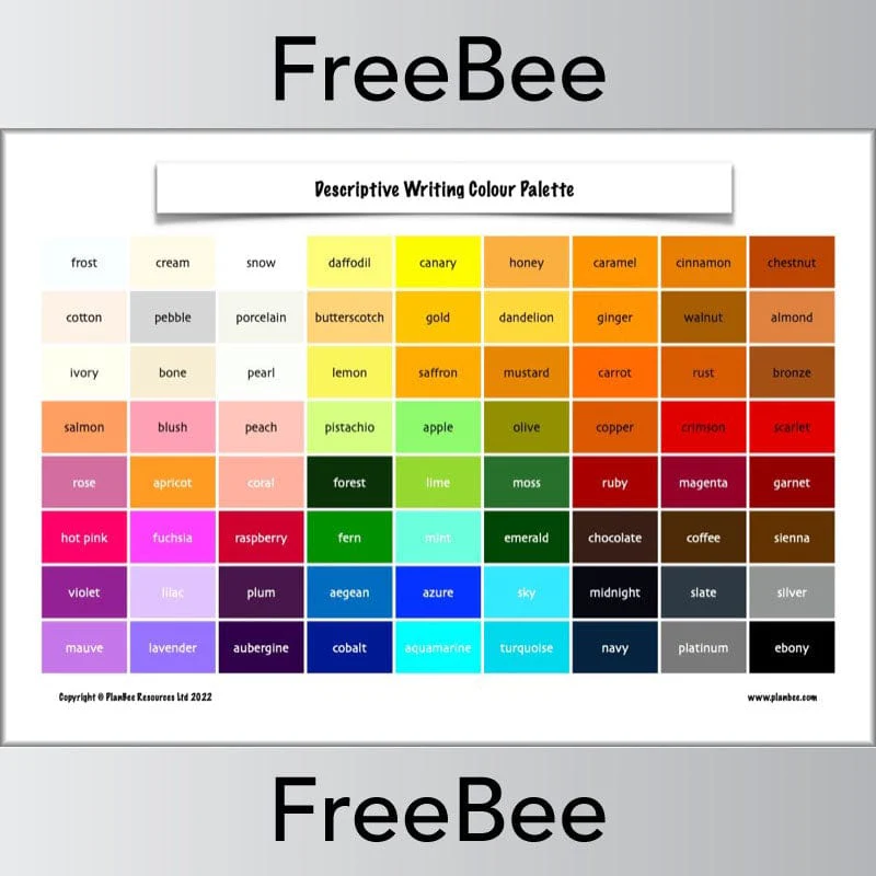 KS2 Descriptive Writing Colour Palette