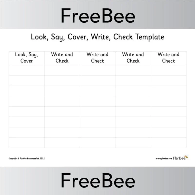 Look Say Cover Write Check Template
