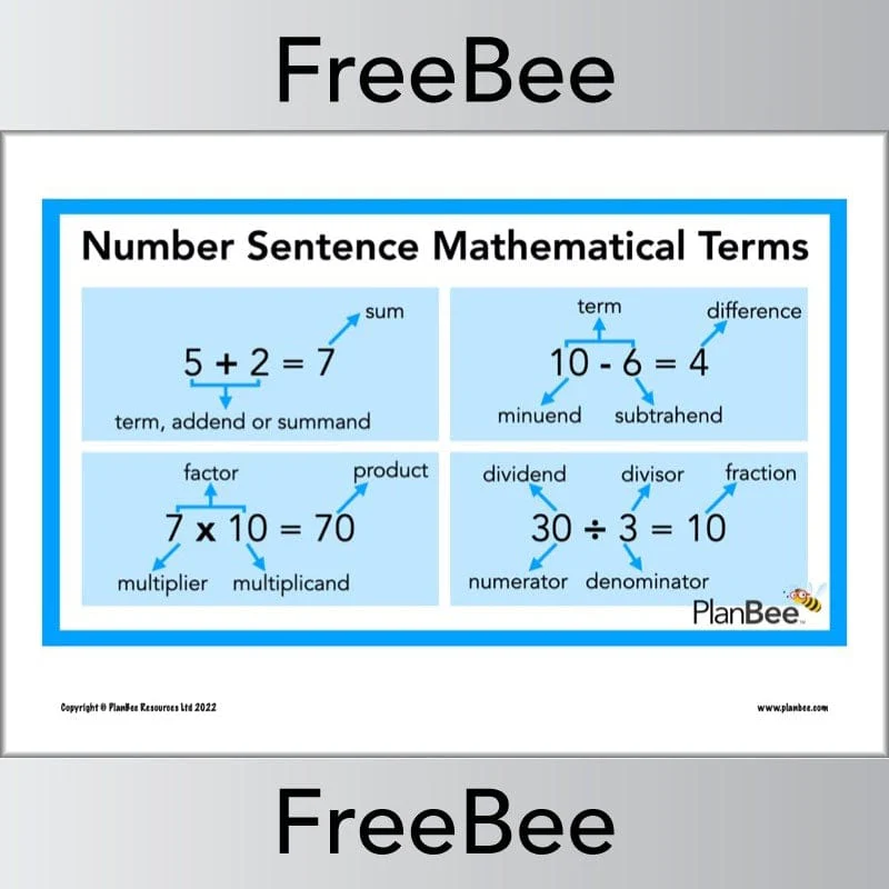 Mathematical Vocabulary Poster