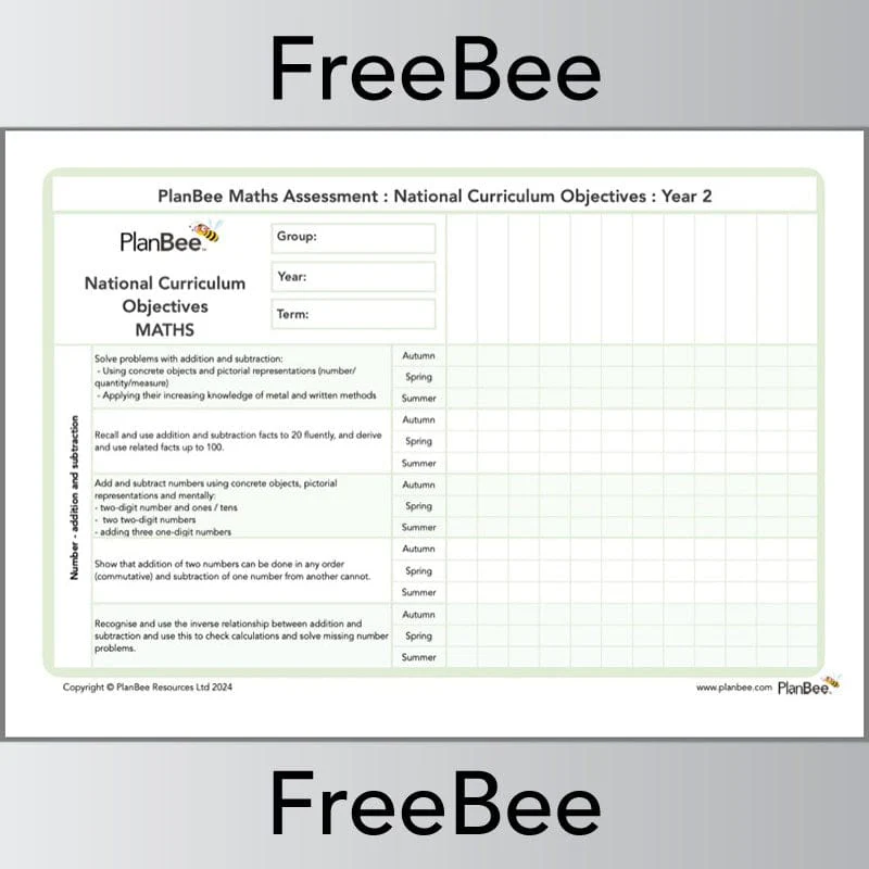 Maths Assessment Grid: Year 2 National Curriculum Objectives - Image 2