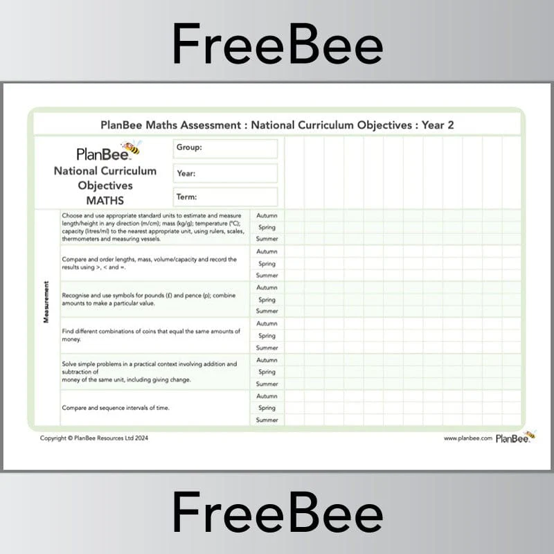 Maths Assessment Grid: Year 2 National Curriculum Objectives - Image 4