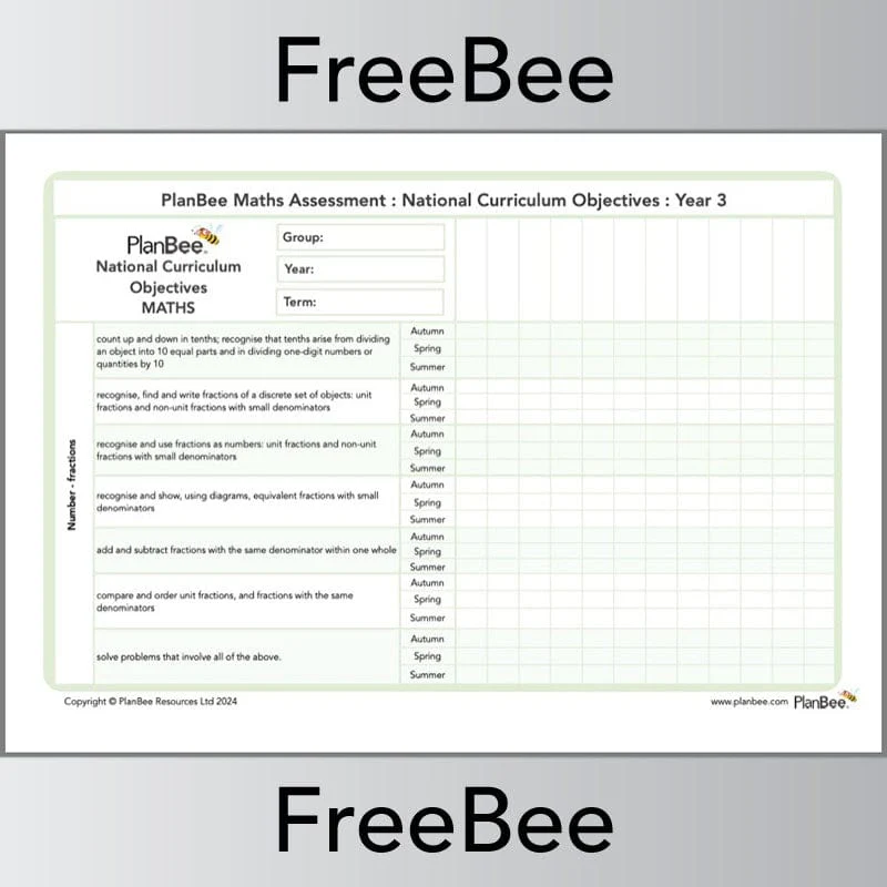Maths Assessment Grid: Year 3 National Curriculum Objectives - Image 3