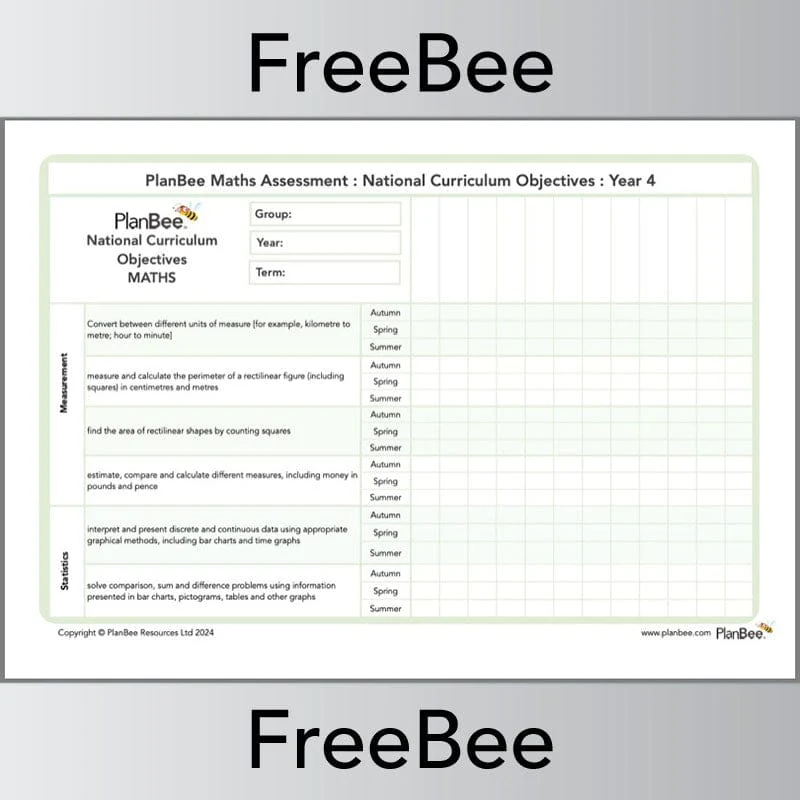 Maths Assessment Grid: Year 4 National Curriculum Objectives - Image 6