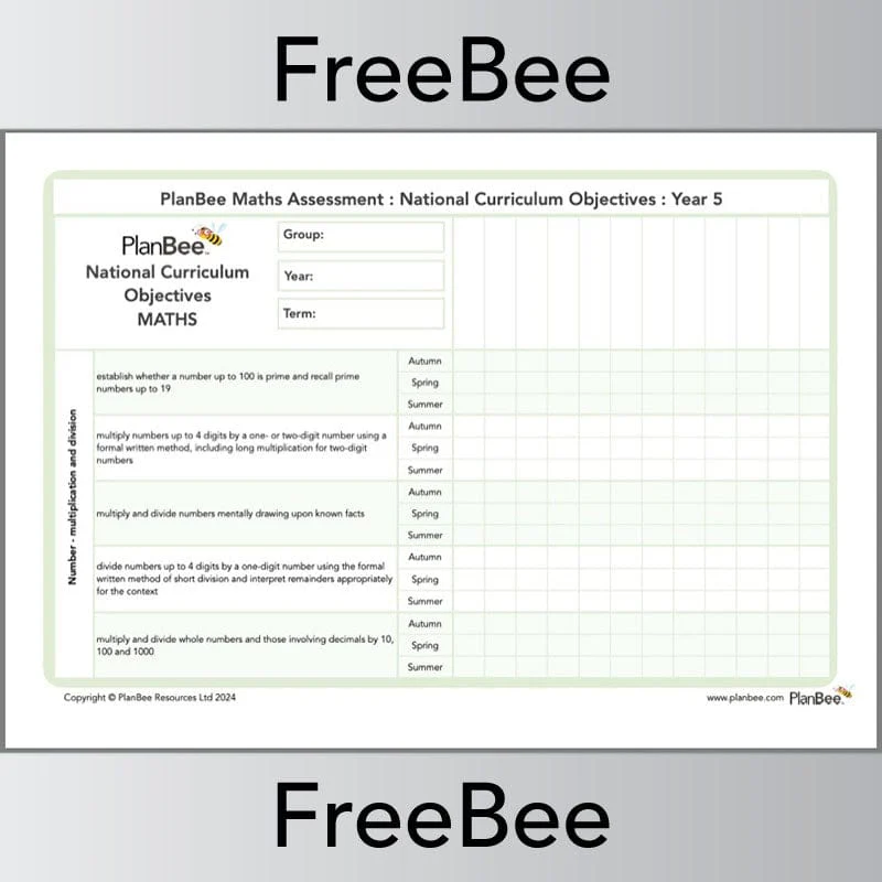 Maths Assessment Grid: Year 5 National Curriculum Objectives - Image 3