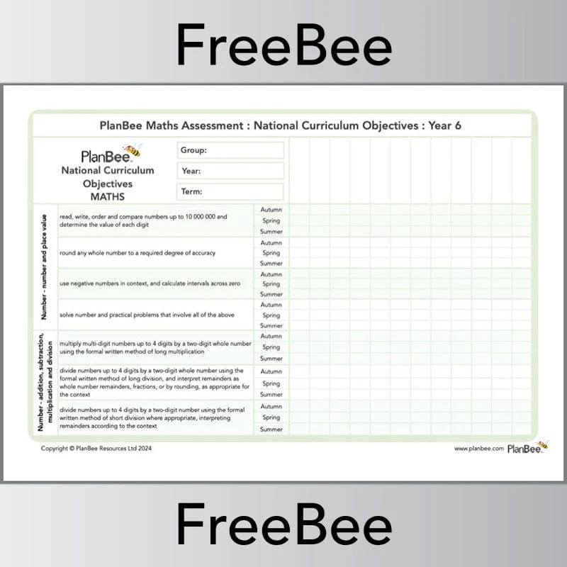 Maths Assessment Grid: Year 6 National Curriculum Objectives