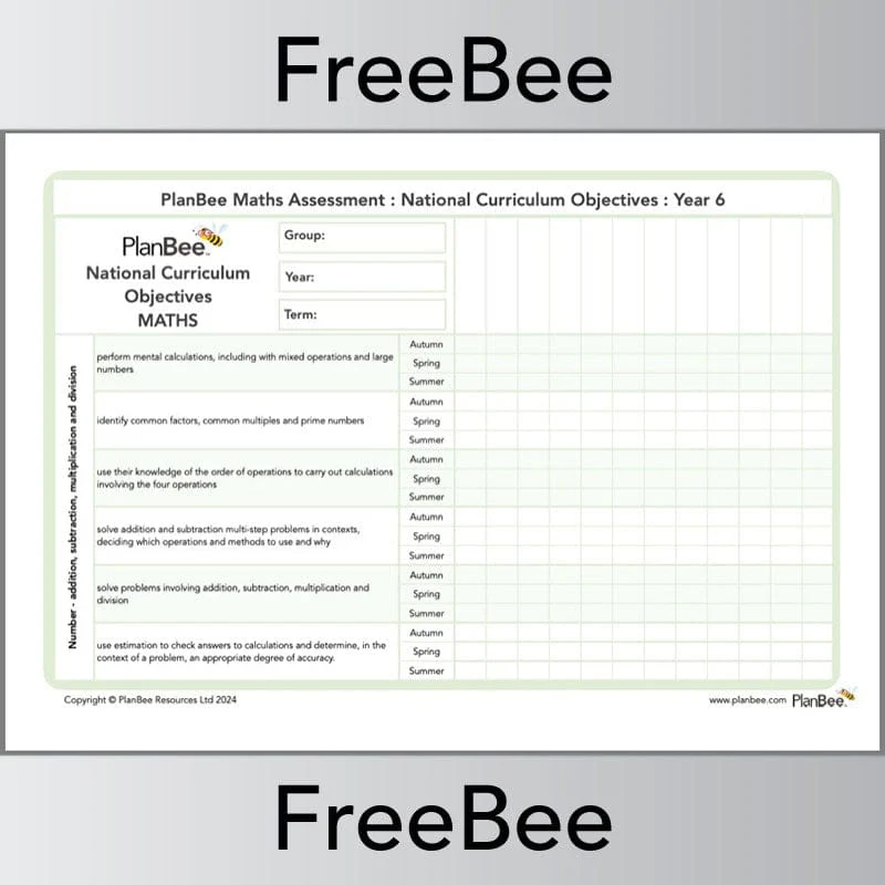 Maths Assessment Grid: Year 6 National Curriculum Objectives - Image 2