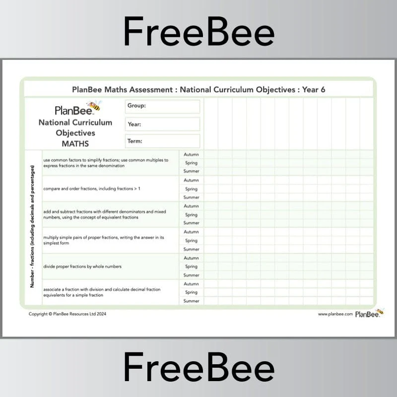 Maths Assessment Grid: Year 6 National Curriculum Objectives - Image 3