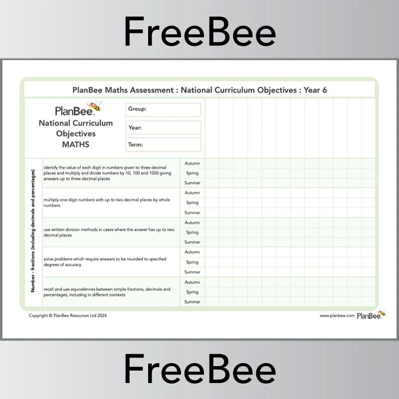 Maths Assessment Grid: Year 6 National Curriculum Objectives - Image 4