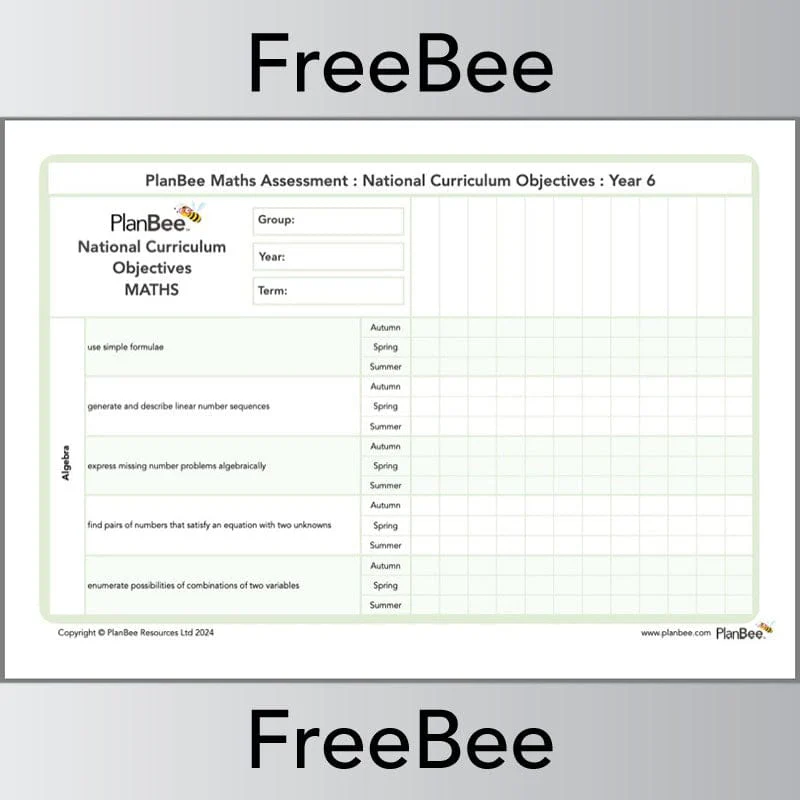 Maths Assessment Grid: Year 6 National Curriculum Objectives - Image 6