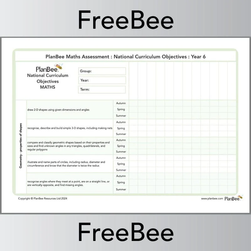 Maths Assessment Grid: Year 6 National Curriculum Objectives - Image 8