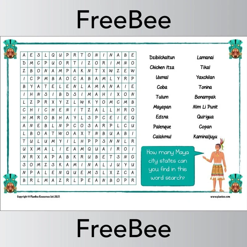 Mayan City States Word Search