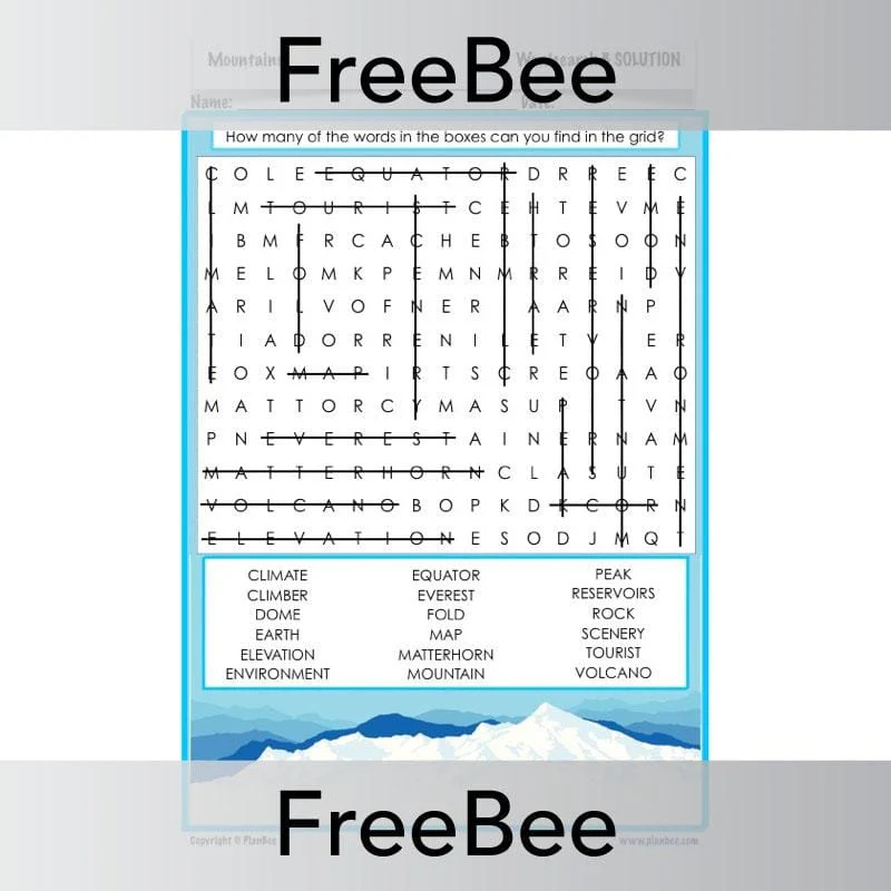 Mountains Word Search - Image 2