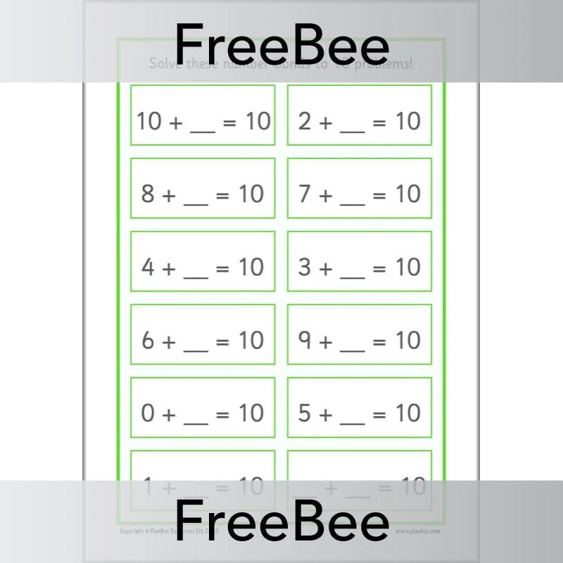 Number Bonds to 10 Worksheet - Image 2