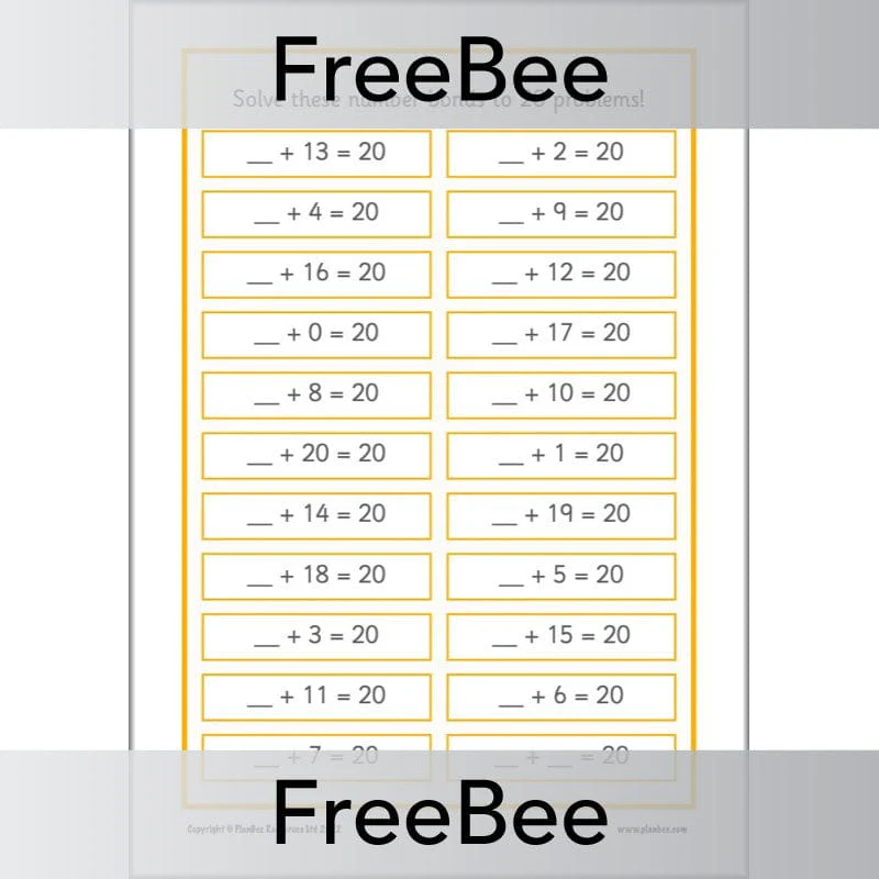 Number Bonds to 20 Worksheet - Image 2