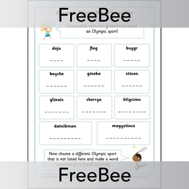 Olympic Sports Word Scramble