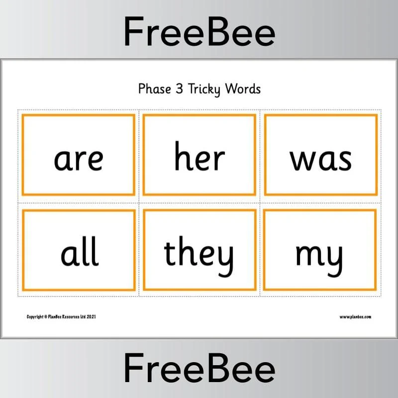 Phase 3 Tricky Words Flash Cards