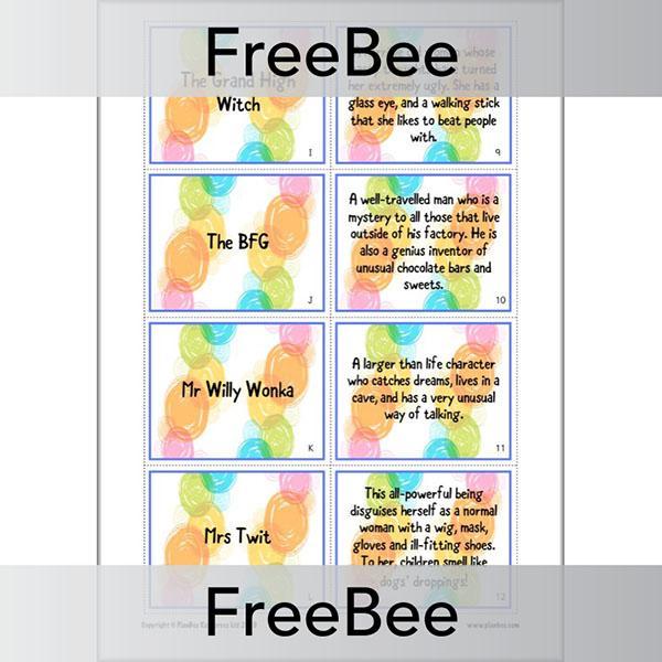 Roald Dahl Character Descriptions Cards