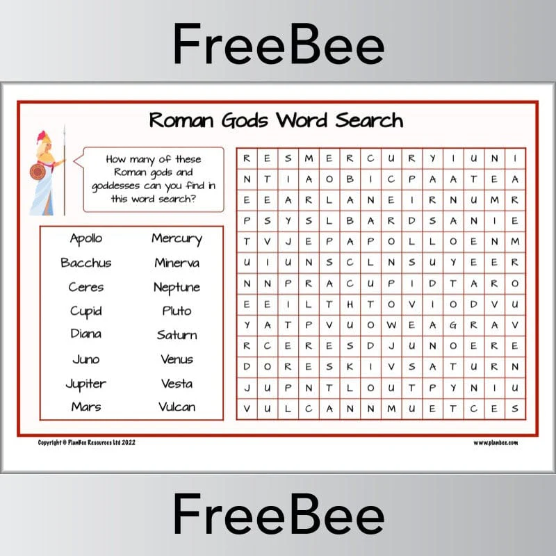 Roman Gods Word Search