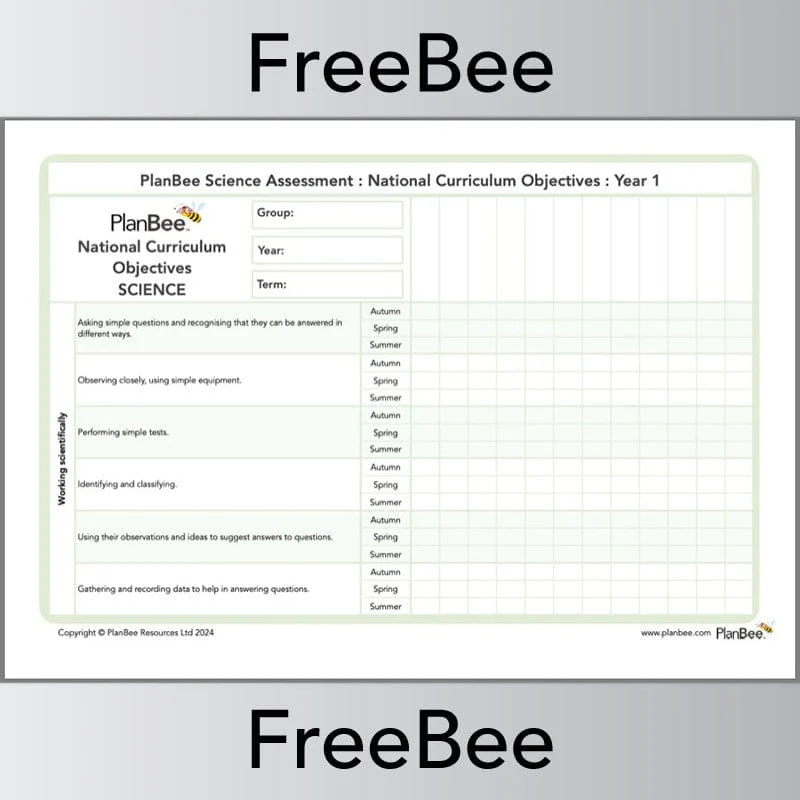 Science Assessment Grid: Year 1 National Curriculum Objectives