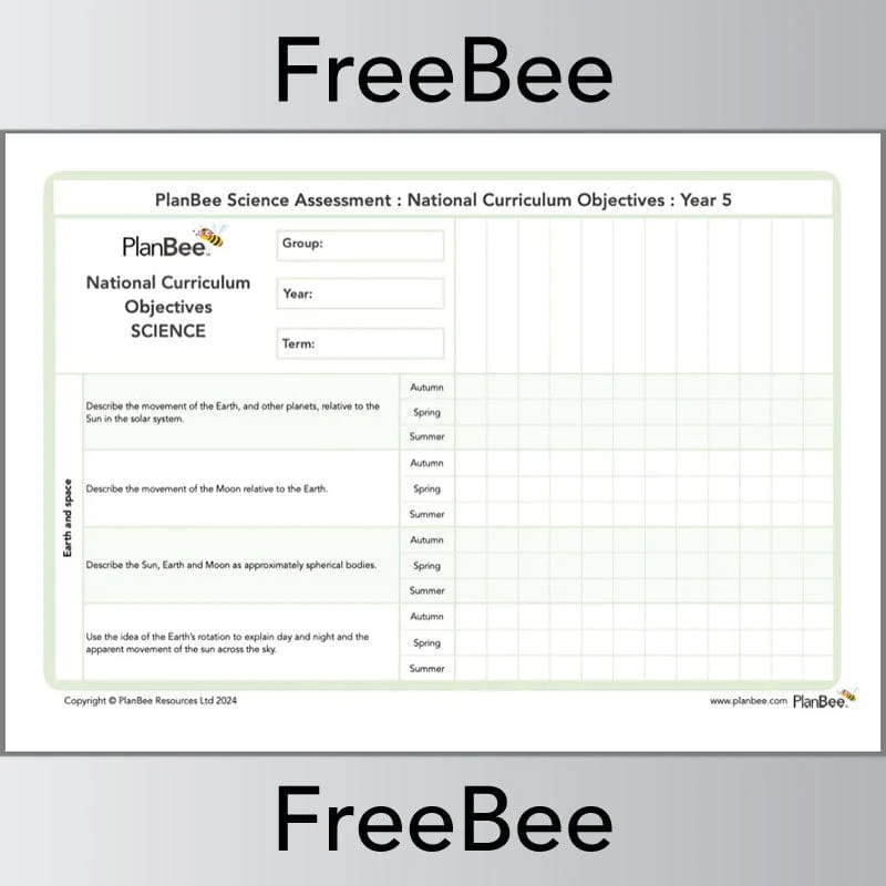 Science Assessment Grid: Year 5 National Curriculum Objectives - Image 4