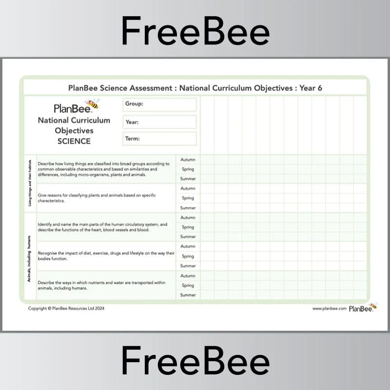 Science Assessment Grid: Year 6 National Curriculum Objectives - Image 2