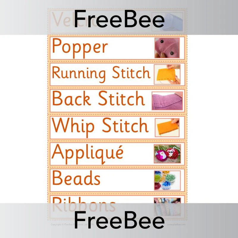 Sewing Vocabulary Cards
