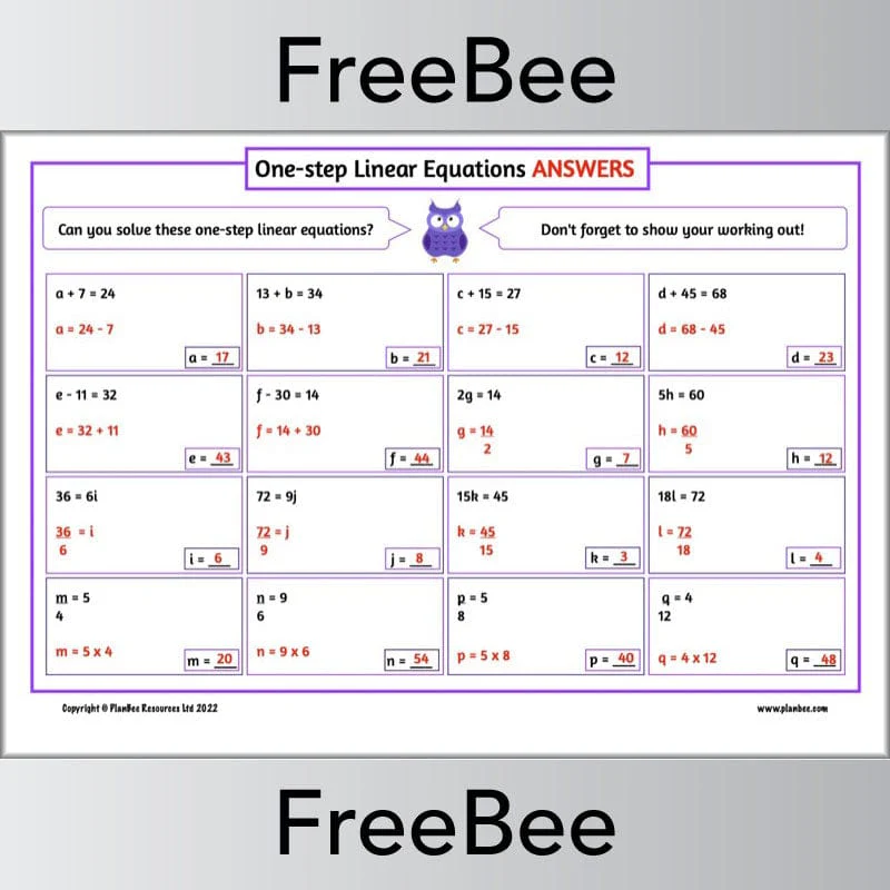 Solving Linear Equations Worksheet - Image 2