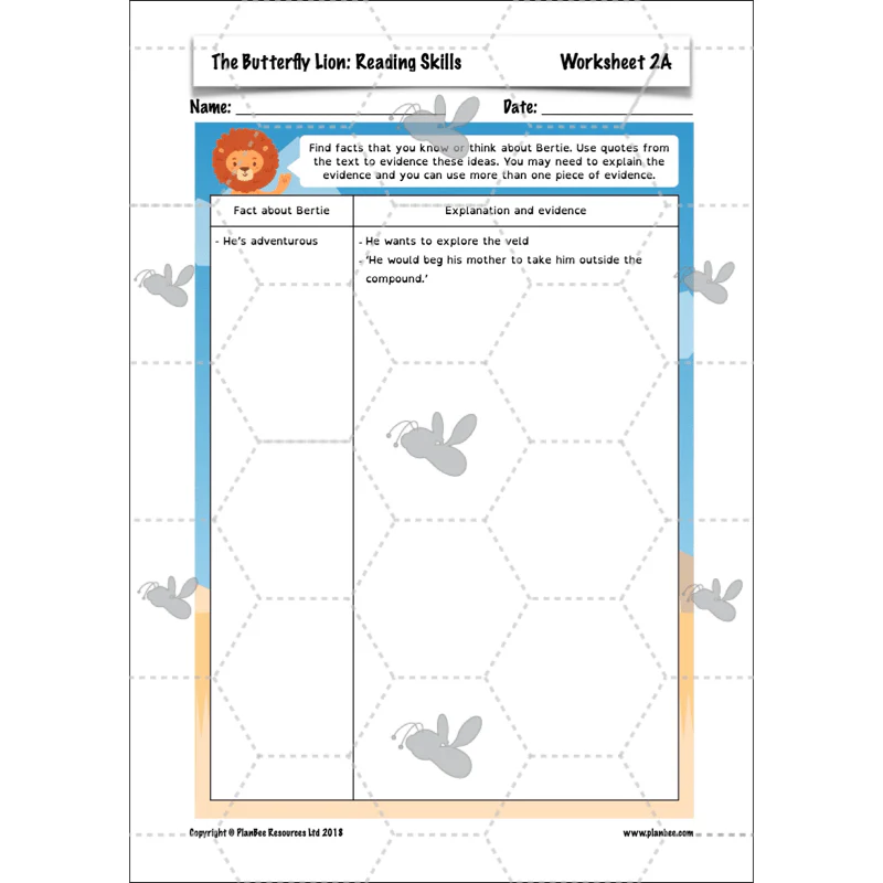 FREE Mini-scheme: The Butterfly Lion: Reading Skills - Image 10