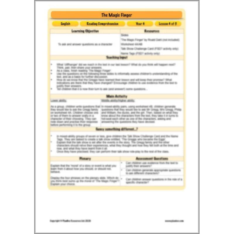 The Magic Finger: Reading Comprehension - Image 51